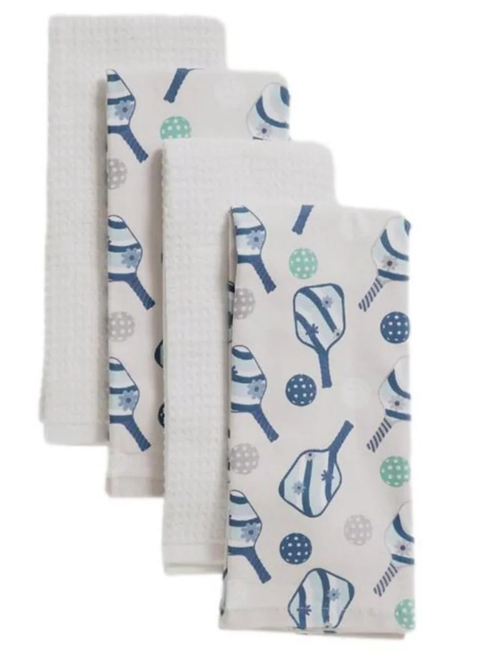 Set of 4 Isaac Mizrahi KITCHEN TOWELS PICKLEBALL 70% Cotton 30% Rayon/Bamboo NEW
